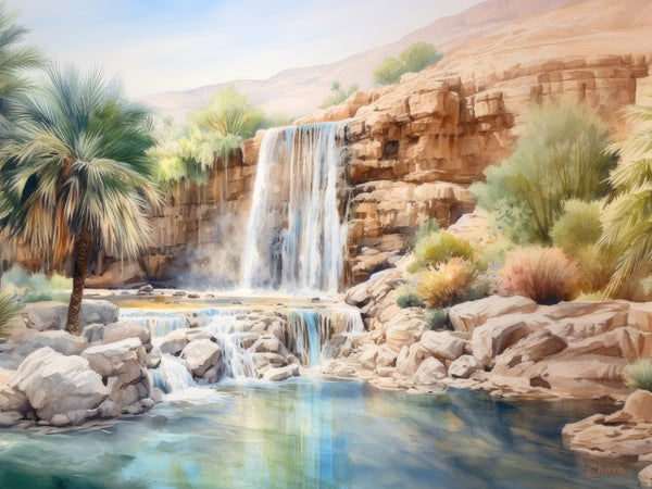 Ein Gedi Watercolor Print