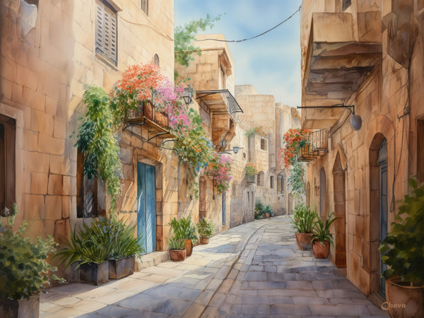 Jerusalem Alley Watercolor Print