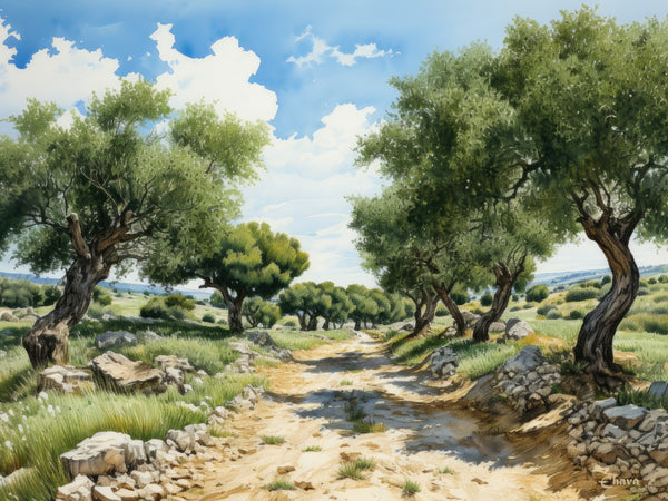 Olive Grove Watercolor Print