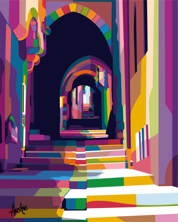 Old City Walkway Pop Art Print